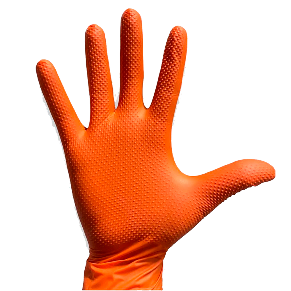 Guante Texturizado Nitrilo Naranjo (Caja 50 Unidades)