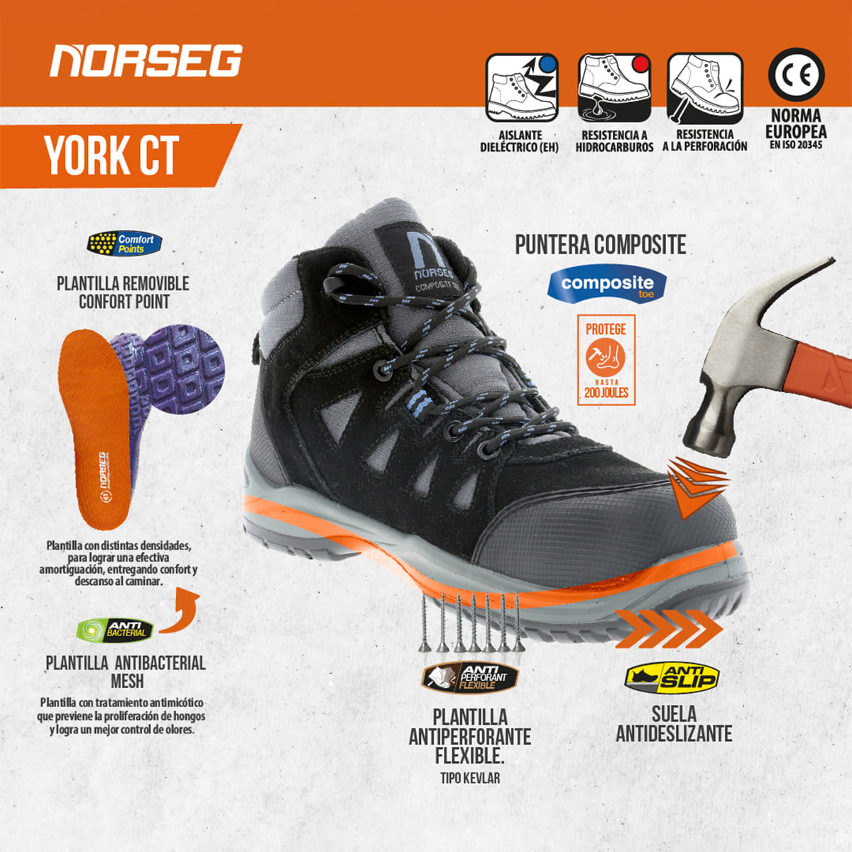 Botín de Seguridad Norseg York CT Norseg Hombre