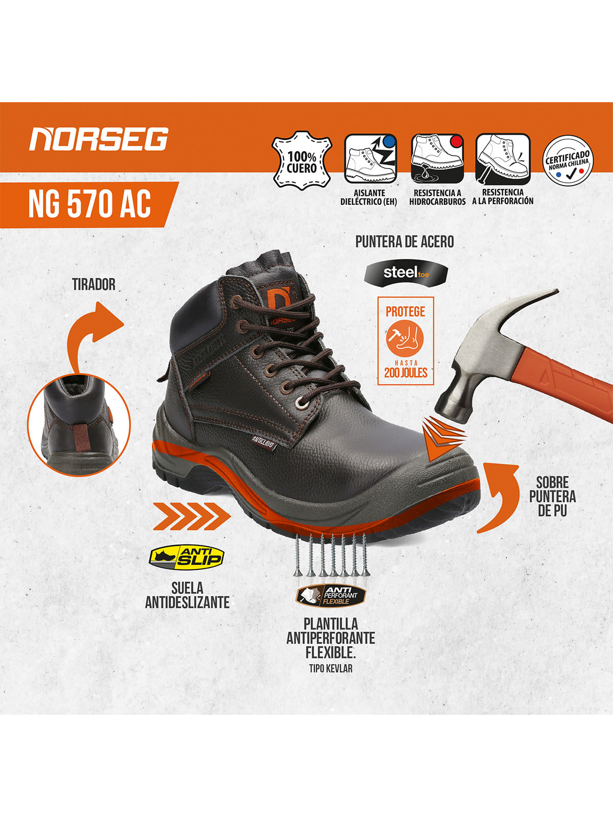 Botín de Seguridad Norseg NG 570 AC Multifaena Anticlavo