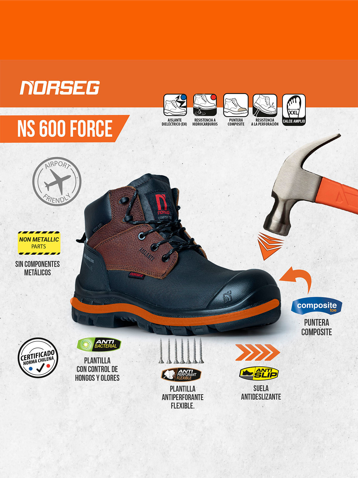 Botín de Seguridad Norseg Force NS 600 Antiácido