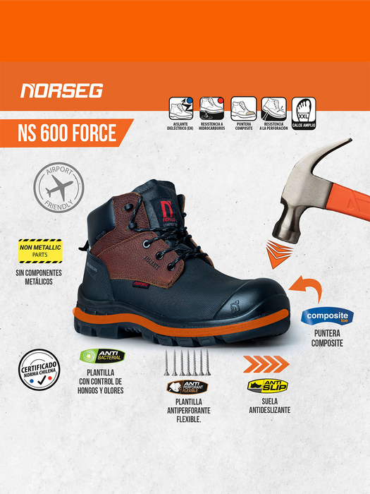 Botín de Seguridad Norseg Force NS 600 Antiácido