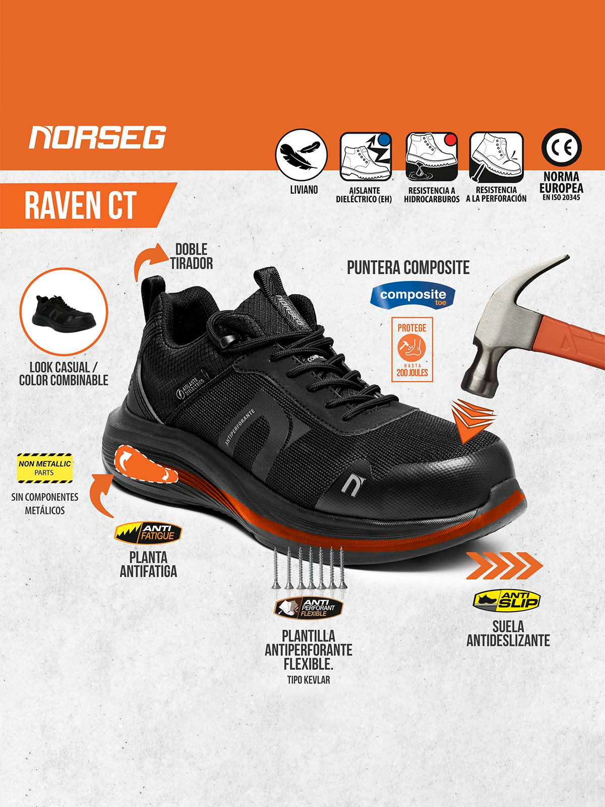 Zapatilla de Seguridad Norseg Raven CT – RAC SEGURIDAD INDUSTRIAL