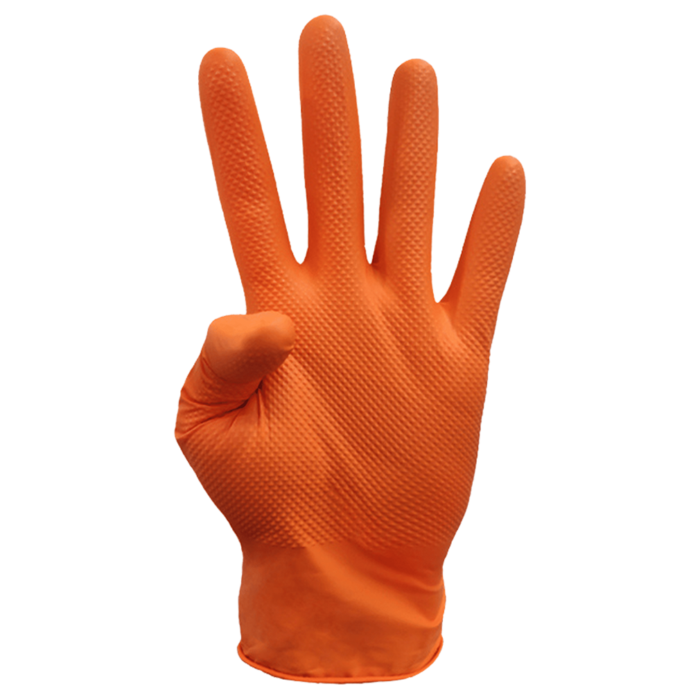 Guante Texturizado Nitrilo Naranjo (Caja 50 Unidades)