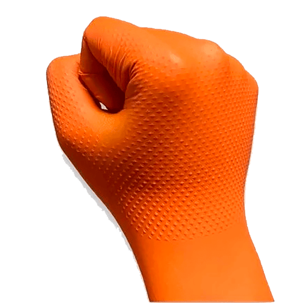 Guante Texturizado Nitrilo Naranjo (Caja 50 Unidades)