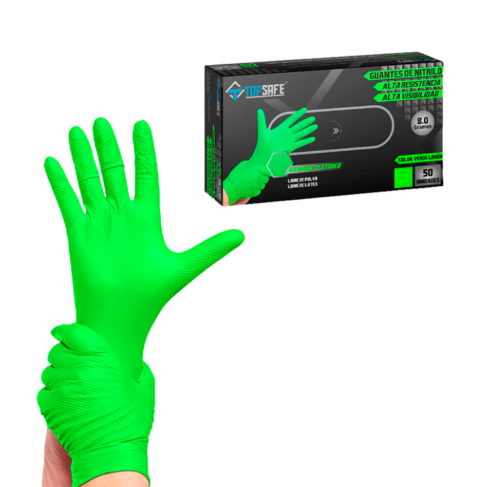 Guante Texturizado  Nitrilo Verde (Caja 50 Unidades)