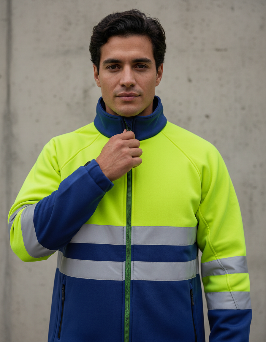 Micropolar Bicolor Alta Visibilidad Hombre Amarillo Fluor