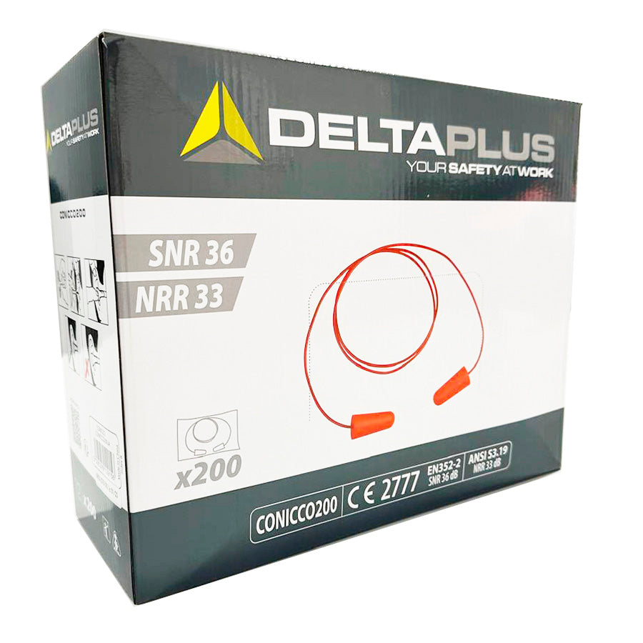 Tapón De Oídos Desechables Con Cordón Deltaplus CONICCO200