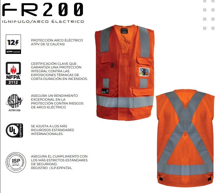 Chaleco Geólogo Ignifugo FR-200 12cal/cm2 (CLASE 2)