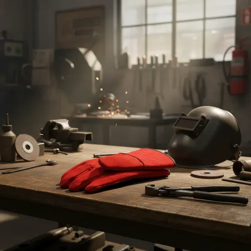 Guante Soldador Descarne Rojo Eurogloves