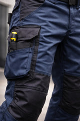 Pantalón Cargo Gabardina Deltaplus Mach 2 Azul/Negro