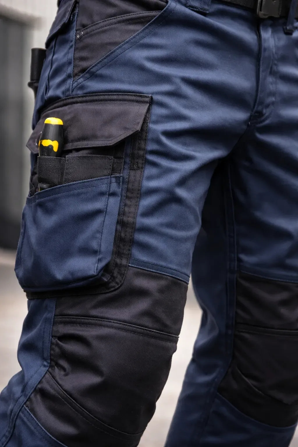 Pantalón Cargo Gabardina Deltaplus Mach 2 Azul/Negro