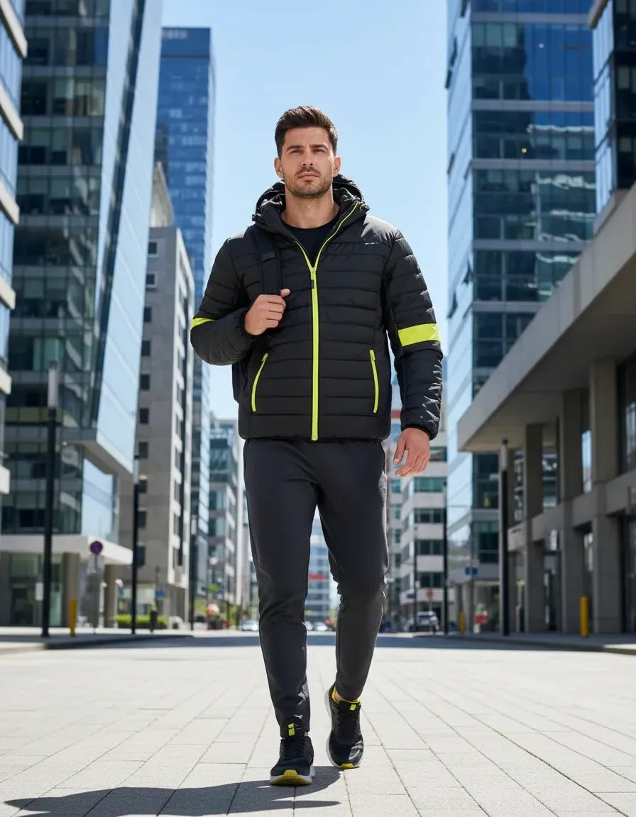 Parka Light Deltaplus Bloom Negro Amarillo Fluor