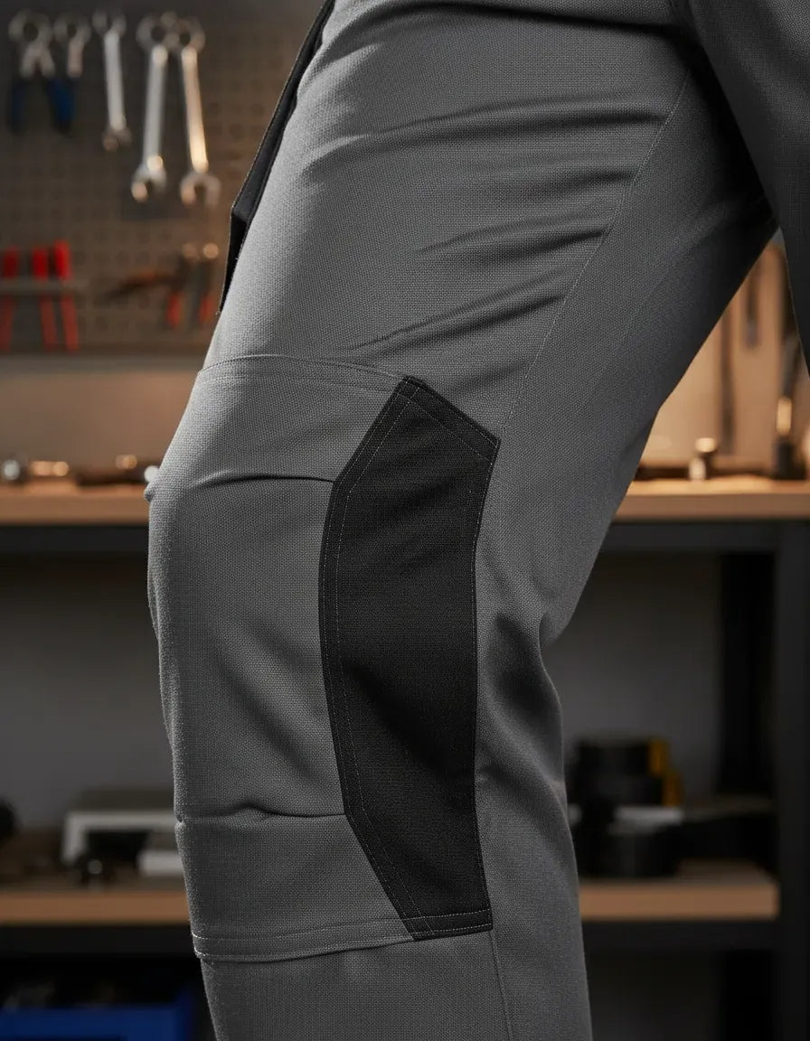 Pantalón Cargo Gabardina Deltaplus Mach 2 Gris/Negro Ribete Naranjo