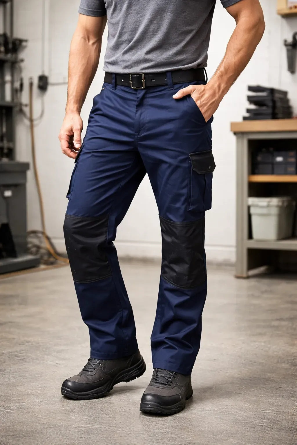 Pantalón Cargo Gabardina Deltaplus Mach 2 Azul/Negro