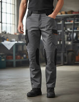 Pantalón Cargo Gabardina Deltaplus Mach 2 Gris/Negro Ribete Naranjo
