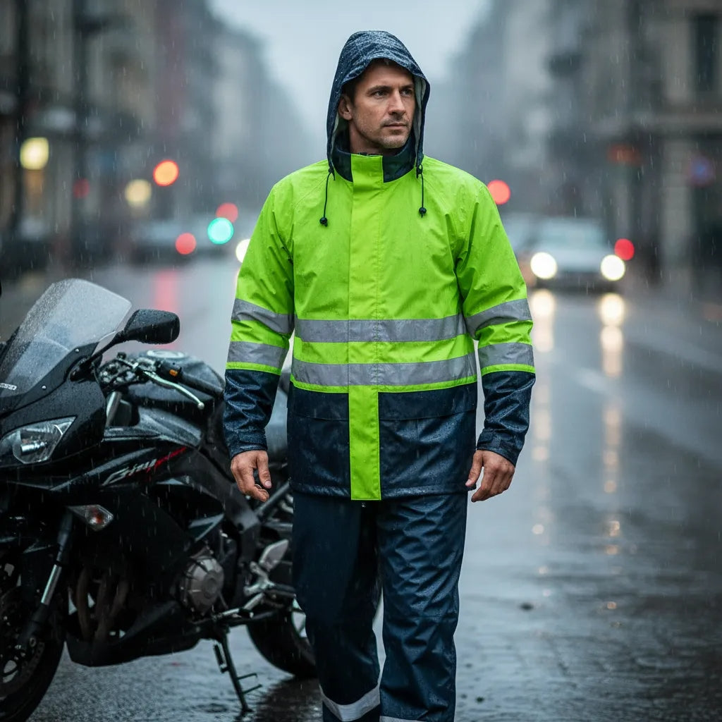 Traje Para La Lluvia PU Antiácido Hi-Vis Storm Amarillo Fluor