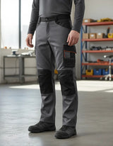 Pantalón Cargo Gabardina Deltaplus Mach 2 Gris/Negro Ribete Naranjo