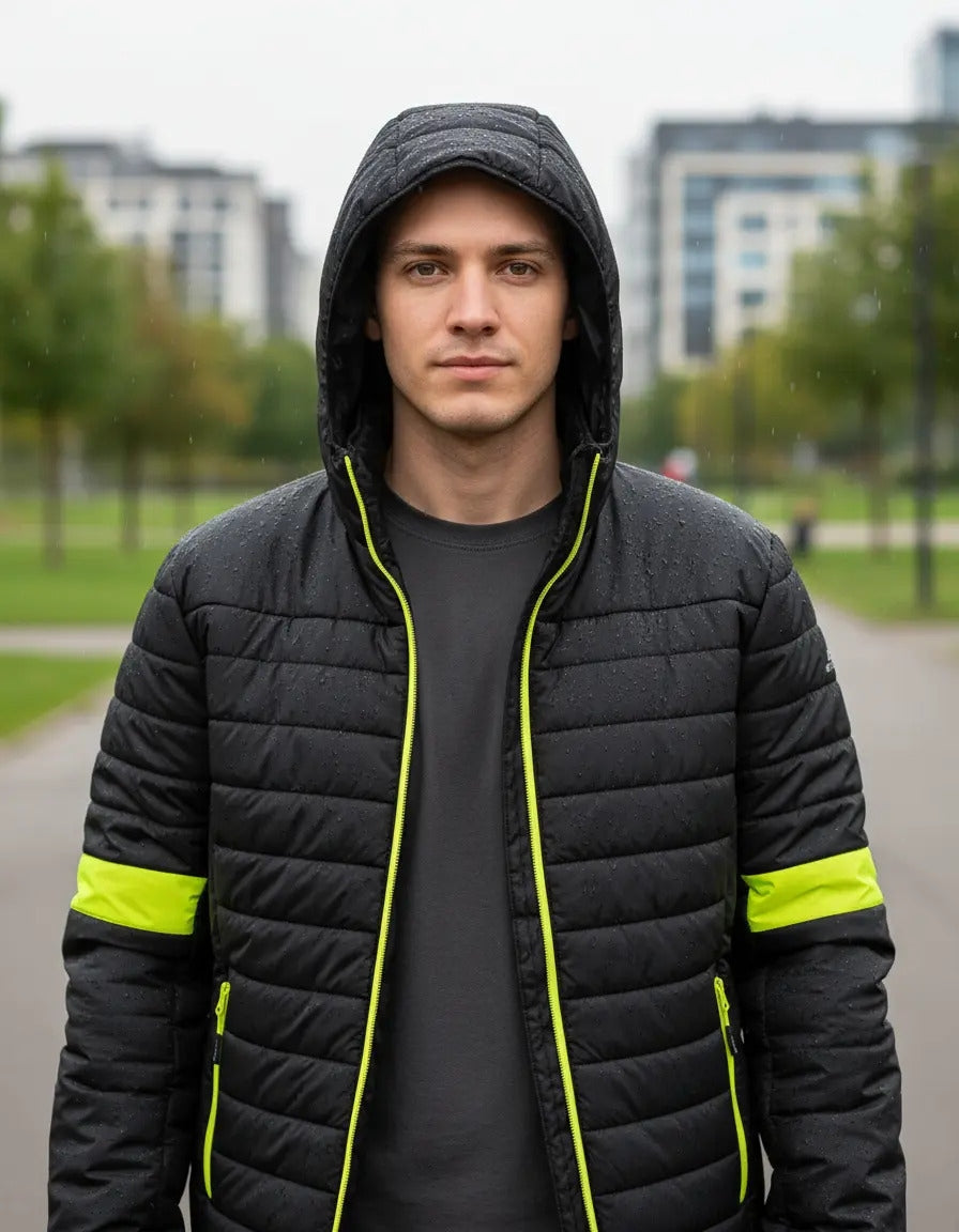 Parka Light Deltaplus Bloom Negro Amarillo Fluor