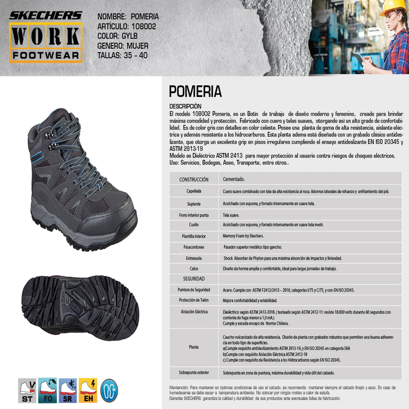 Botín de Seguridad Mujer Skechers Pomeria Gris