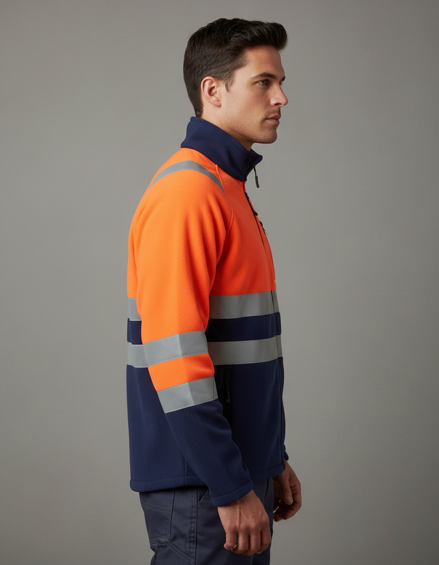 Micropolar Bicolor Alta Visibilidad Hombre Naranjo Fluor
