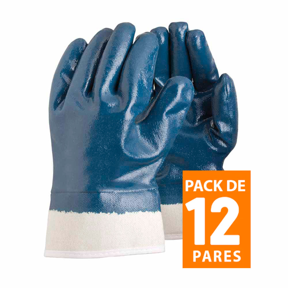 Guante De Nitrilo Puño Seguridad Eurogloves (Pack de 12 Pares)