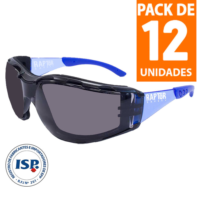 Anteojos de seguridad Raptor Foam Plus Gris (Pack de 12 Unid.)