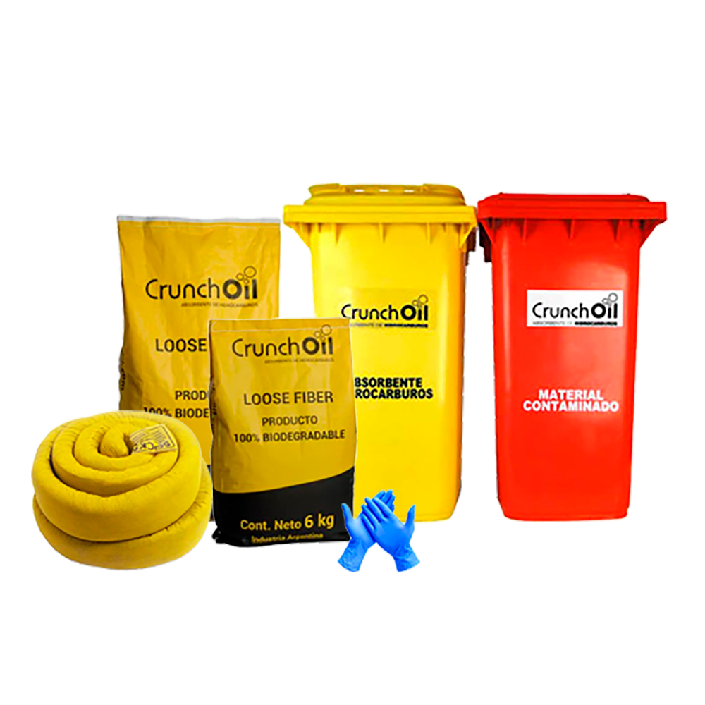 Kit Area Limpia 120Lt. Crunch Oil Abs. 18 Kilos + 2 Calcet.