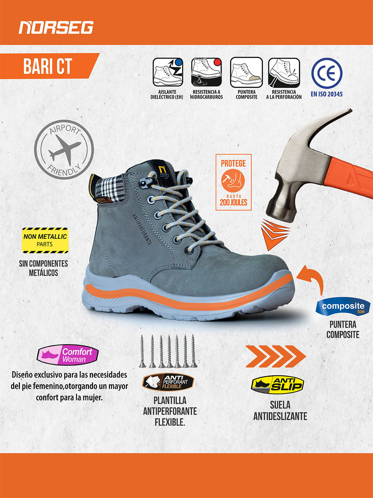 Botín de Seguridad Femenino Norseg Bari CT