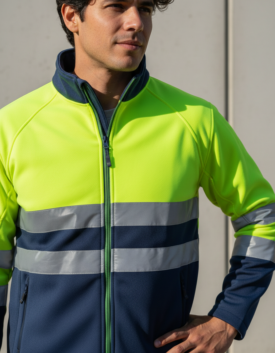 Micropolar Bicolor Alta Visibilidad Hombre Amarillo Fluor