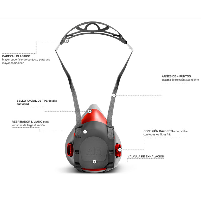 Respirador Medio Rostro Air S900 TPE