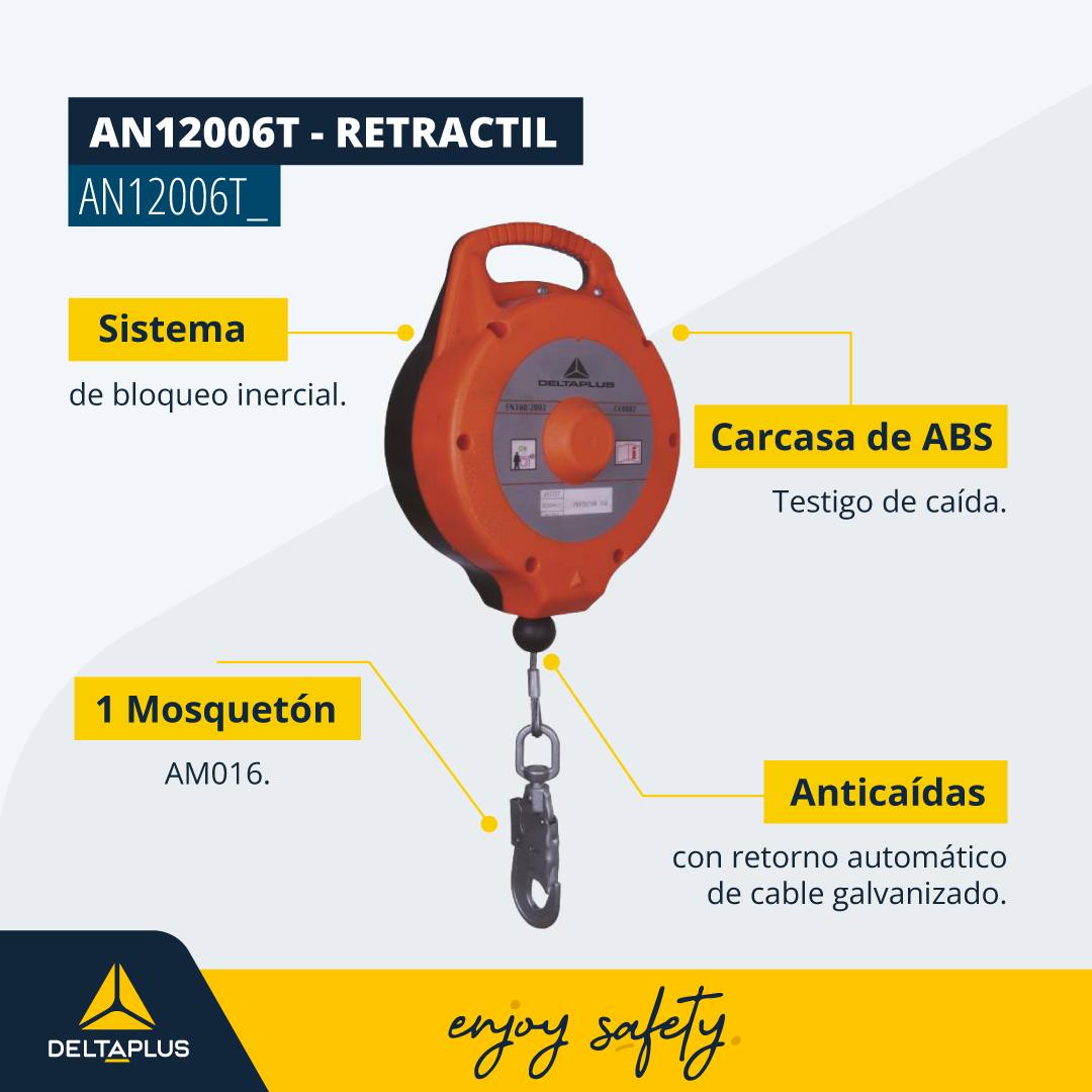Retráctil Deltaplus AN12006T Cable acero 6 Mts