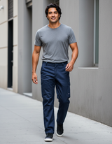 Pantalón Cargo Gabardina Forro Polar Hombre Azul