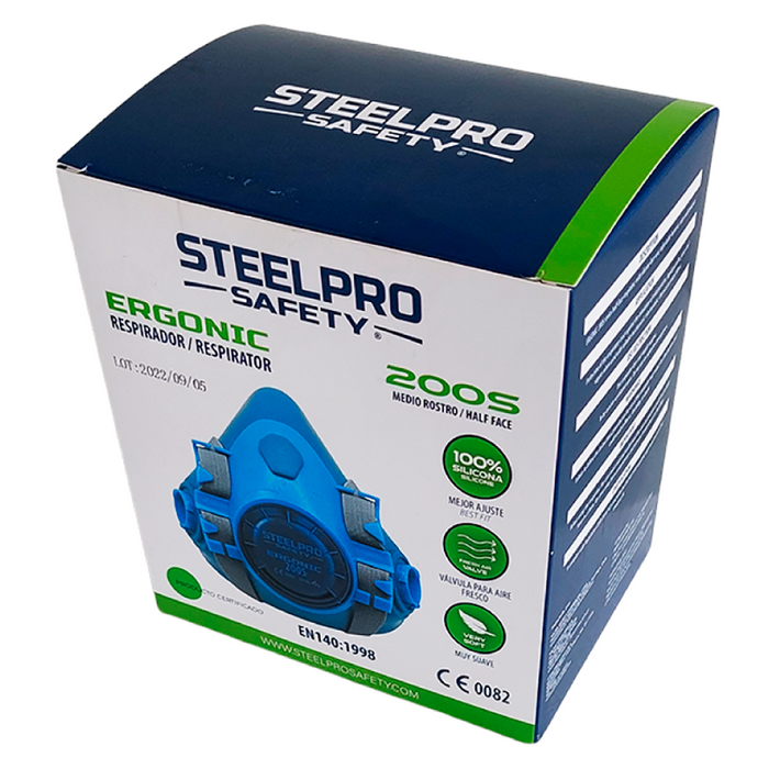 Respirador Medio Rostro Steelpro Ergonic 200S Silicona