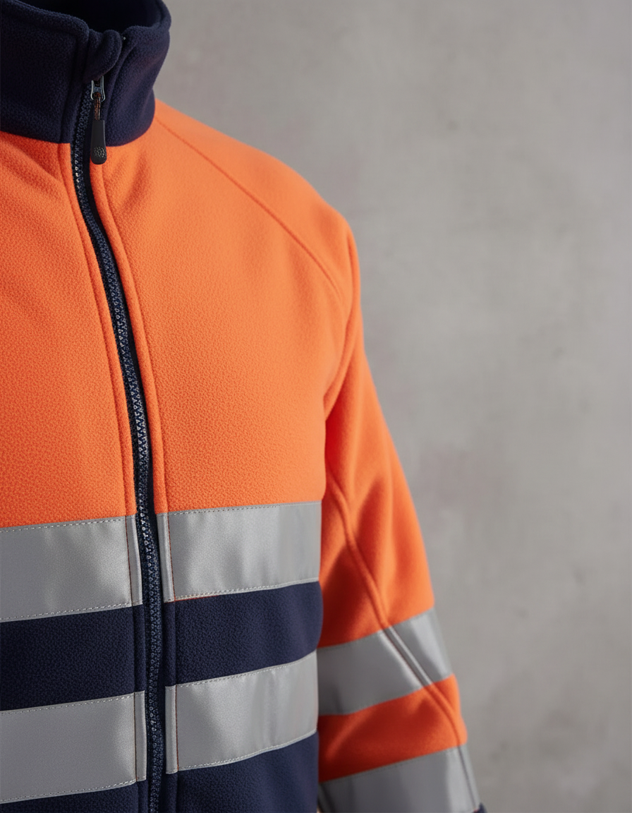Micropolar Bicolor Alta Visibilidad Hombre Naranjo Fluor