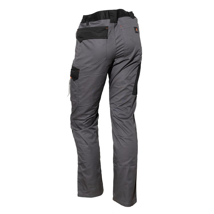 Pantalón Cargo Gabardina Deltaplus Mach 2 Gris/Negro Ribete Naranjo