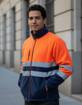 Micropolar Bicolor Alta Visibilidad Hombre Naranjo Fluor