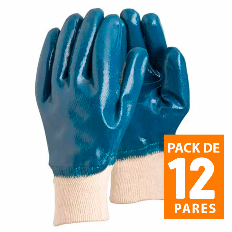 Guante De Nitrilo Puño Tejido Eurogloves (Pack de 12 Pares)