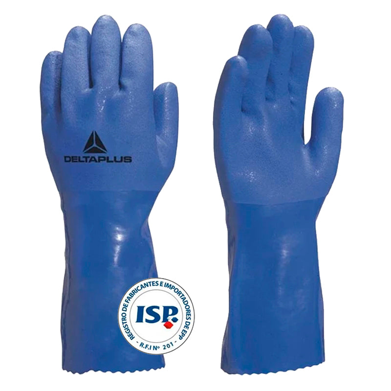 Guante Pvc Azul Arenado Deltaplus Petro VE780