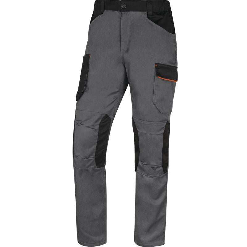Pantalón Cargo Gabardina Deltaplus Mach 2 Gris/Negro Ribete Naranjo