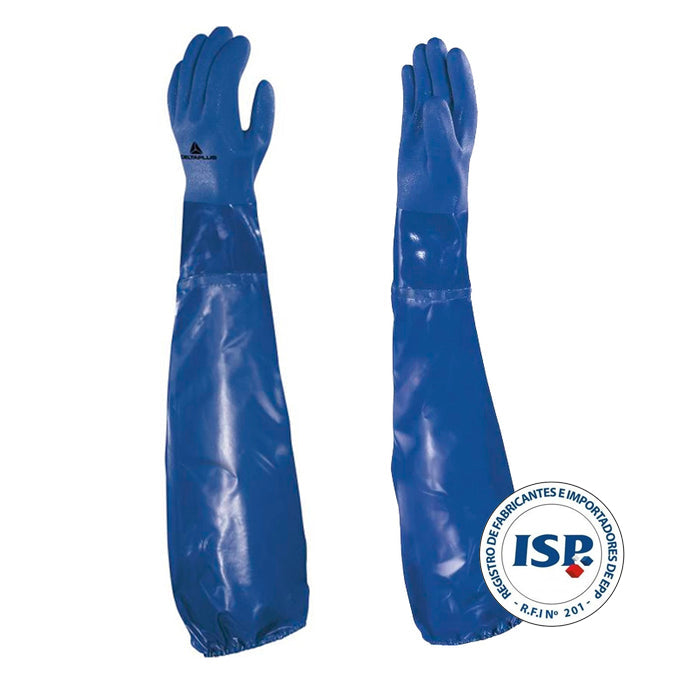 Guante Pvc Azul con Manguilla Deltaplus VE766