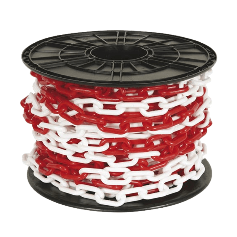 Cadena Plástica Blanco con Rojo (Rollo 50M)